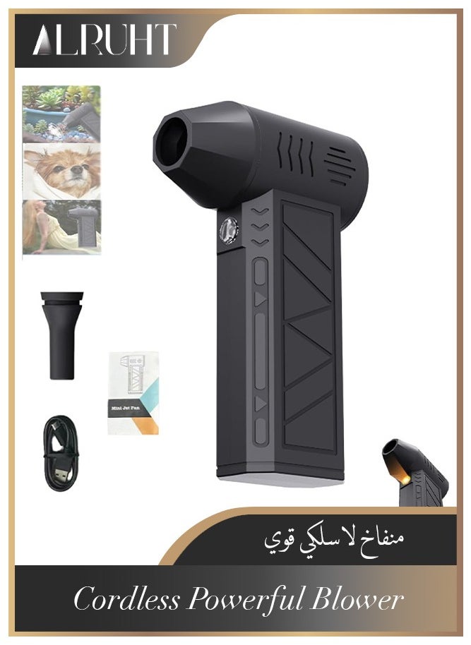 Alruht Cordless Handheld Powerful Blower, Electronic Air Blower, Cordless Leaf Blower, Air Blower Jet Fan LED Turbo Blower Turbo Violent Brushless Fan Outdoor Portable Mini Handheld Dryer  - Image 1