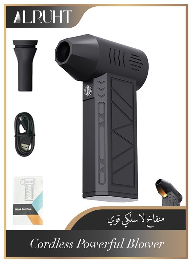 الروهيت منفاخ هواء قوي محمول لاسلكي، منفاخ هواء إلكتروني، منفاخ أوراق لاسلكي، منفاخ هواء نفاثة، منفاخ توربو LED، مروحة توربو قوية بدون فرشاة، مجفف محمول صغير محمول في الهواء الطلق  - Image 1