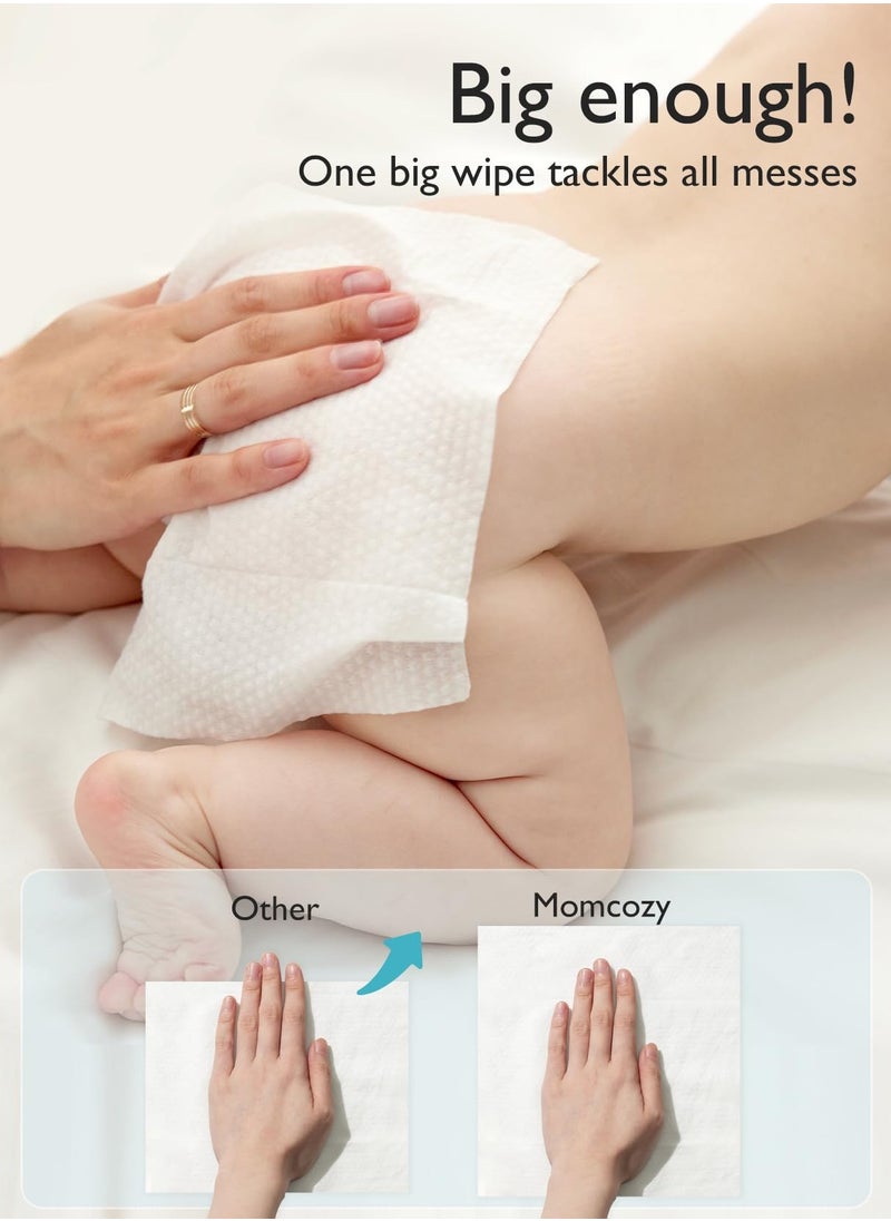Momcozy - مناديل مبللة للأطفال بتصميم كبير الحجم، تحتوي على 99% من الماء وخلاصة جوز الهند المتساقطة، مرطبة للبشرة الحساسة، 240 قطعة - Image 1
