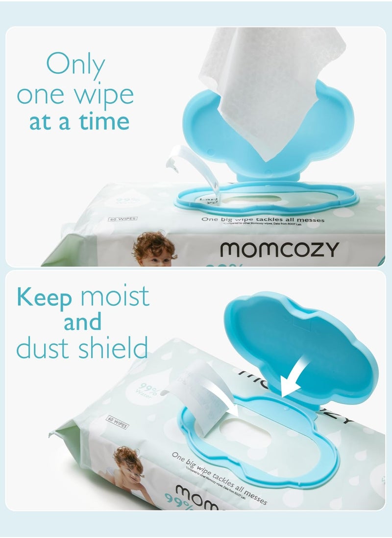 Momcozy - مناديل مبللة للأطفال بتصميم كبير الحجم، تحتوي على 99% من الماء وخلاصة جوز الهند المتساقطة، مرطبة للبشرة الحساسة، 240 قطعة - Image 1