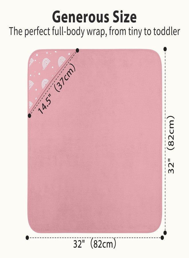 FIEMOL Hooded Baby Towels for Newborn,100% Cotton Baby Bath Towels with Hood for Infant Toddler Girl, 2 Pack 32x32 Inch Soft & Absorbent Knit Terry Bath Essentials Pink Rainbow - Image 3