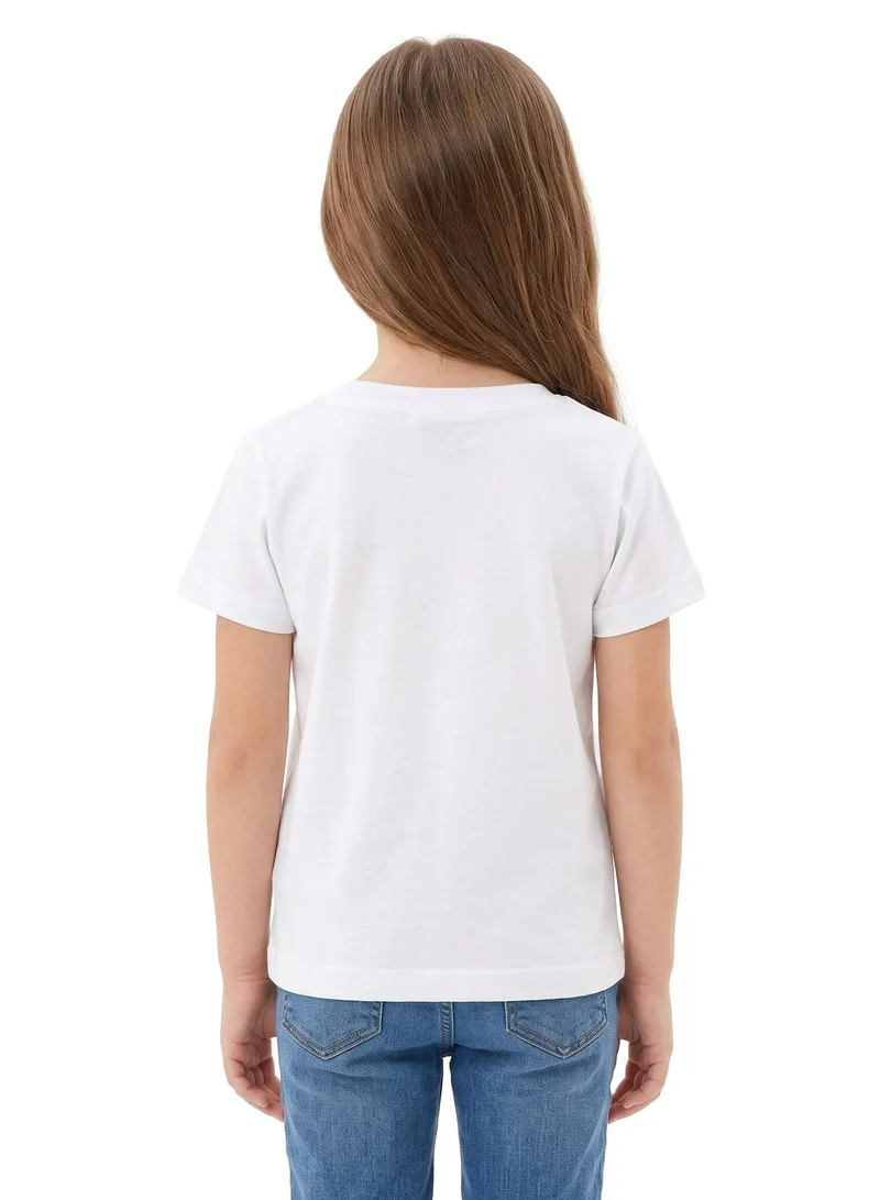 ديزني Disney Mickey Mouse Toddler Girls’ Regular T-Shirt | UAE Heart Hands Graphic Print | White Short-Sleeve Crew-Neck Casual Tee