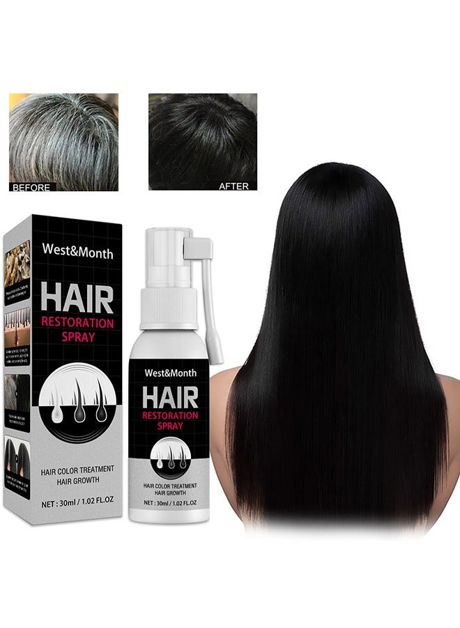 West&Month Hair Restoration Spray, Dark Anti Graying Hair Serum for Men and Women, Nutrient Natural Darkening, Promoting Healthier and Thicker Hair - Image 1