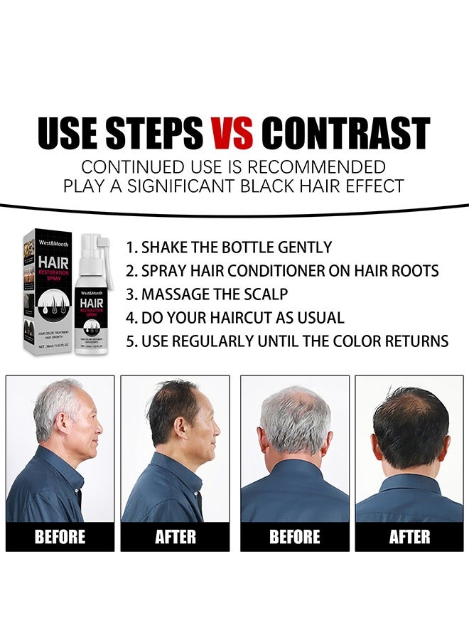 West&Month Hair Restoration Spray, Dark Anti Graying Hair Serum for Men and Women, Nutrient Natural Darkening, Promoting Healthier and Thicker Hair - Image 5