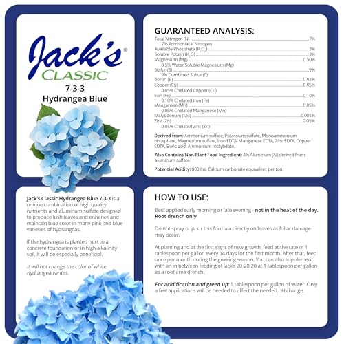 Jacks Classic Jack's Classic 7-3-3 Hydrangea Blue Water-Soluble Fertilizer with Micronutrients to Enhance Blue Flowers, 1.5lbs - Image 2