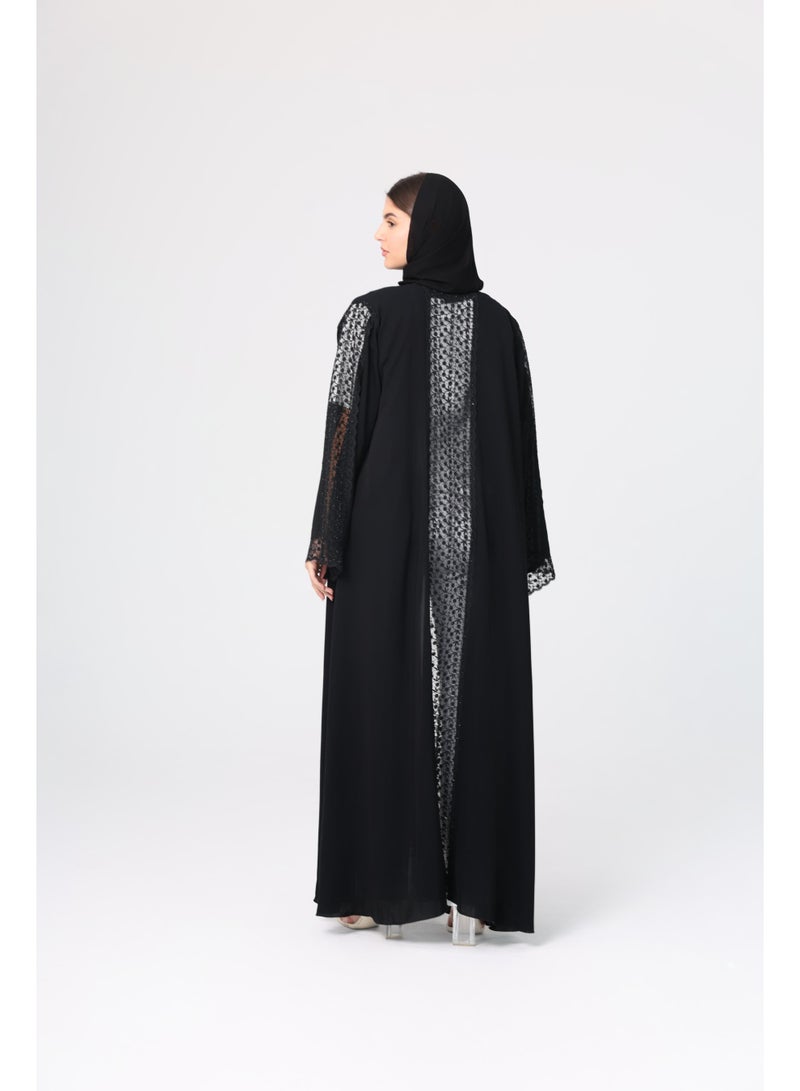 اكسا عباية دانتيل شفافة بكريستال - Image 3