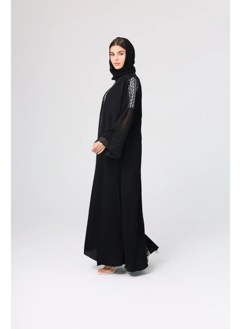 IKKXA Transparent Sleeves Lace Crystal Abaya ABY1134