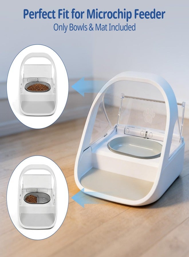 waatoos 2-Pack Plastic Cat Bowls + 1 Feeding Mat, Specially Designed for Automatic Microchip cat feeders. Sealing Ring Design Keeps Food Fresh, Feeding mat Anti-Spill and Anti-Dirty - Image 2