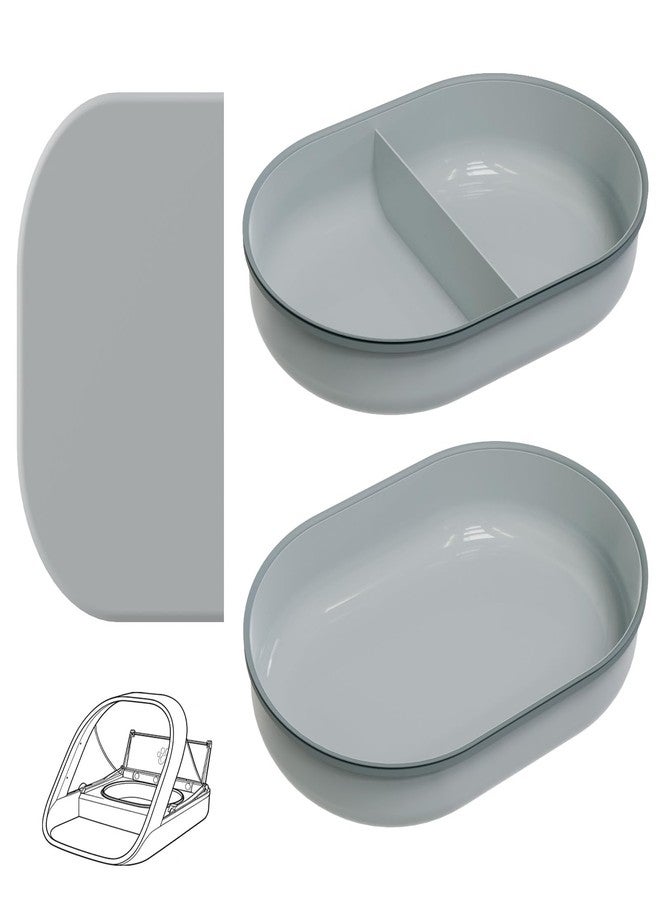 waatoos 2-Pack Plastic Cat Bowls + 1 Feeding Mat, Specially Designed for Automatic Microchip cat feeders. Sealing Ring Design Keeps Food Fresh, Feeding mat Anti-Spill and Anti-Dirty - Image 1