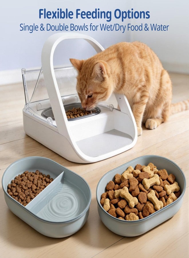 waatoos 2-Pack Plastic Cat Bowls + 1 Feeding Mat, Specially Designed for Automatic Microchip cat feeders. Sealing Ring Design Keeps Food Fresh, Feeding mat Anti-Spill and Anti-Dirty - Image 4