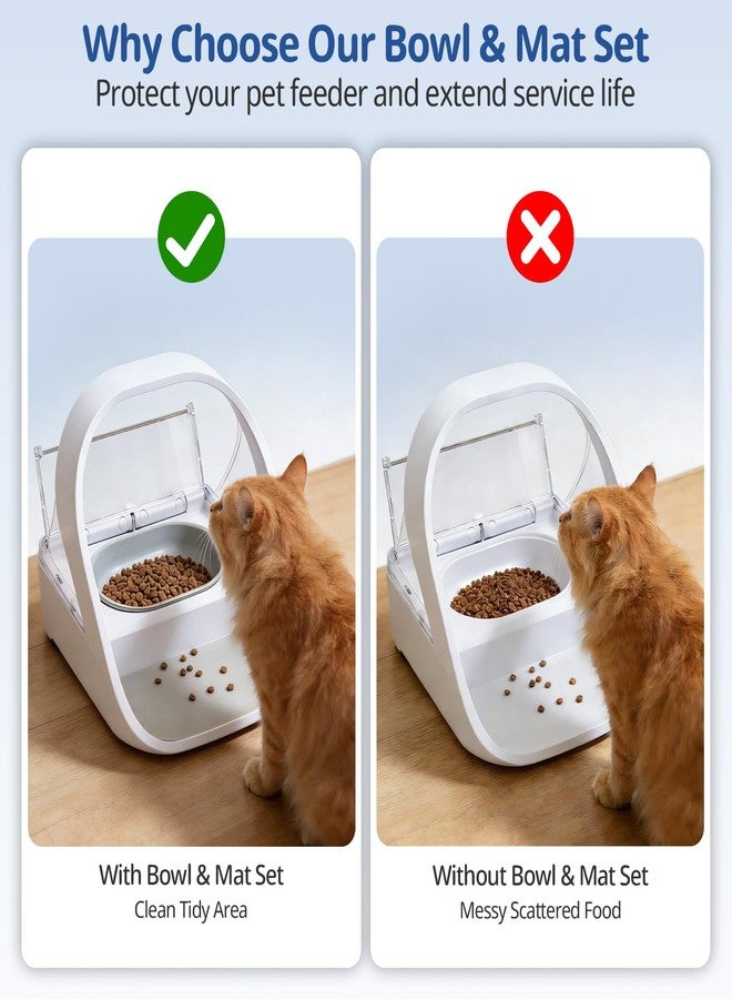 waatoos 2-Pack Plastic Cat Bowls + 1 Feeding Mat, Specially Designed for Automatic Microchip cat feeders. Sealing Ring Design Keeps Food Fresh, Feeding mat Anti-Spill and Anti-Dirty - Image 3