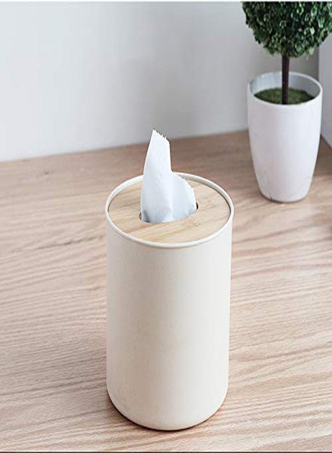 Zimon Toilet Paper Roll Dispenser with Bamboo Lid, Decorative Round Paper Holder, Bathroom Tissue Box Cover - Image 5