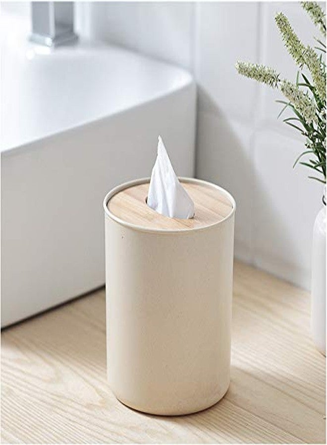 Zimon Toilet Paper Roll Dispenser with Bamboo Lid, Decorative Round Paper Holder, Bathroom Tissue Box Cover - Image 4