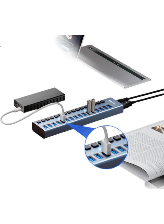 Acasis Usb 3.1 Hub, 16-Port Expansion Dock, 10G Converter Hub, Extension Cable, Compatible With Apple Mac Laptops, Expansion Dock Hs-716Mg 10Gbps - Image 3