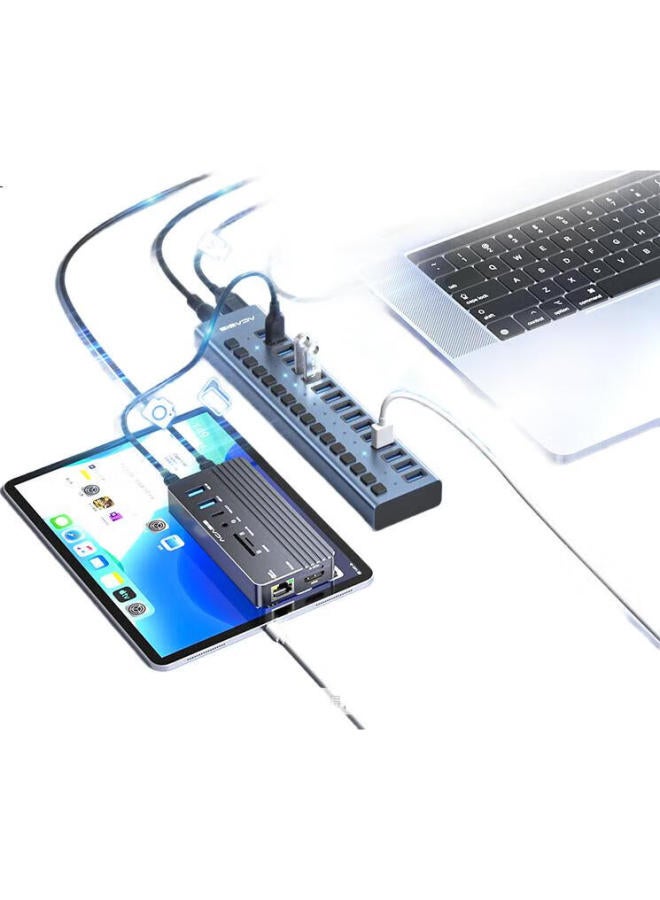 Acasis Usb 3.1 Hub, 16-Port Expansion Dock, 10G Converter Hub, Extension Cable, Compatible With Apple Mac Laptops, Expansion Dock Hs-716Mg 10Gbps - Image 2
