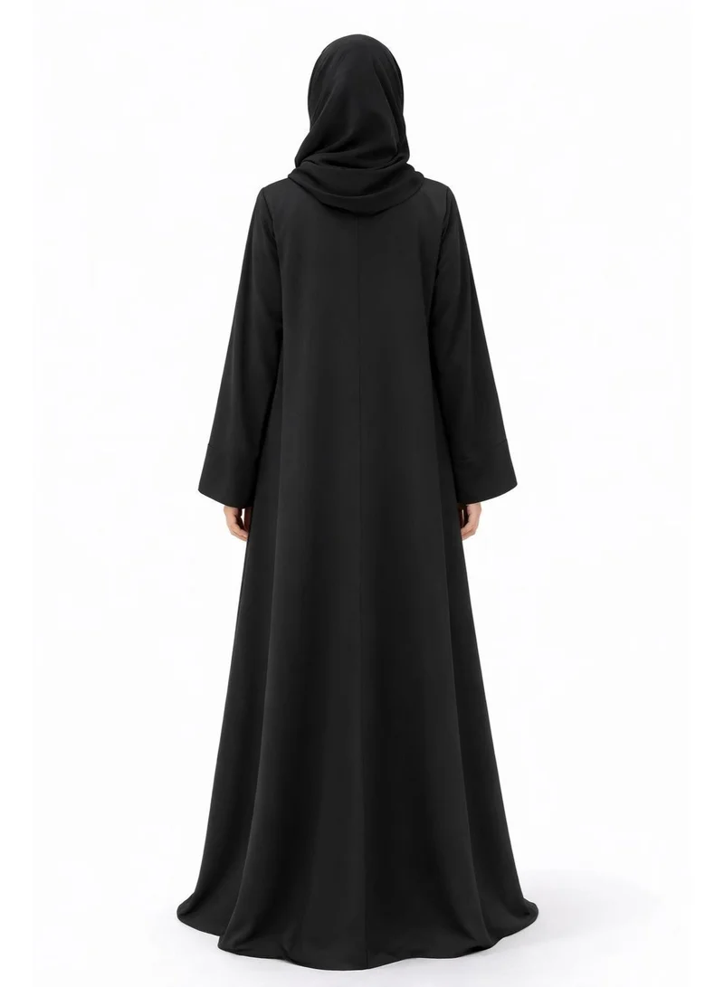 Ophelia Dubai Luxury Black Abaya with Floral Embroidery, Loose Fit, Premium Fabric, Formal & Occasion Wear