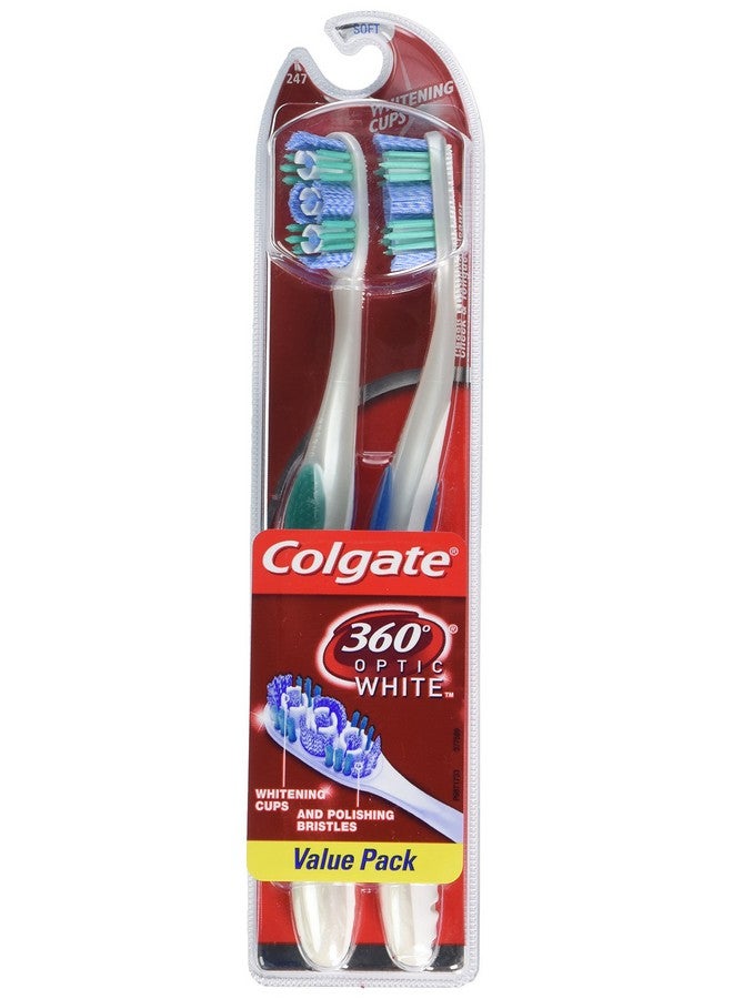 كولجيت فرشاة أسنان كولجيت 360° أوبتيك نينج، ناعمة، بيضاء، قطعتان - Image 2