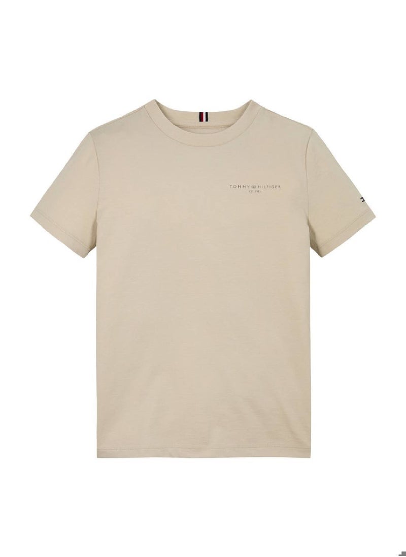 TOMMY HILFIGER Kids' Logo Crewneck T-Shirt - Cotton, Beige  - Image 3