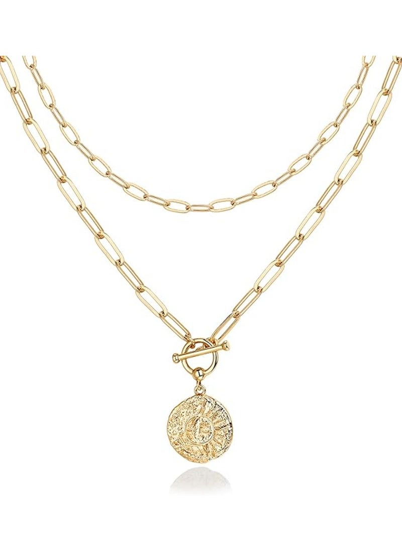 Generic - PAVOI 14K Gold Plated Layered Necklace | Fashionable Minimalist Design Pendant Necklace | Bar, Lotus, Disc, Dog Tag, Horizontal Bar Pendant for Women - Image 1