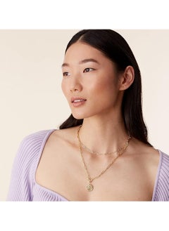 Generic PAVOI 14K Gold Plated Layered Necklace | Fashionable Minimalist Design Pendant Necklace | Bar, Lotus, Disc, Dog Tag, Horizontal Bar Pendant for Women  - Image 4