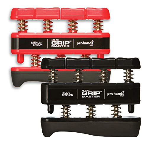 PROHANDS Gripmaster Hand Exerciser, Finger Exerciser (Hand Grip Strengthener), Spring-Loaded, Finger-Piston System, Isolate & Exercise Each Finger (Set of Two (Medium/Heavy), Red, Black - Gripmaster) - Image 1