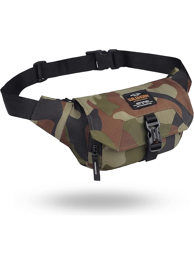Wildhorn حقائب الخصر WILDHORN للرجال والنساء | خياطة قوية للغاية، سحابات متينة، جيب مقاوم للماء، حقيبة فاني كبيرة للمشي، السفر، التخييم، الجري، الرياضات الخارجية، مع حزام قابل للتعديل (تمويه) - Image 1
