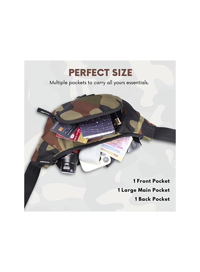 Wildhorn حقائب الخصر WILDHORN للرجال والنساء | خياطة قوية للغاية، سحابات متينة، جيب مقاوم للماء، حقيبة فاني كبيرة للمشي، السفر، التخييم، الجري، الرياضات الخارجية، مع حزام قابل للتعديل (تمويه) - Image 4