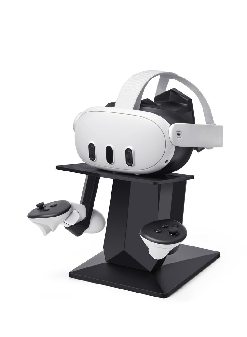 KASTWAVE VR Stand Accessories Compatible with Meta Quest 3/Meta Quest 2, Headset Display Holder and Controller Mount Station, with More Stable and Heavy Base - Image 1