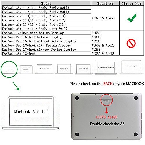 RUBAN Case for MacBook Air 11 Inch Release (A1370/A1465) - Slim Snap On Hard Shell Protective Cover and Keyboard Cover for MacBook Air 11, Crystal Clear - Image 2