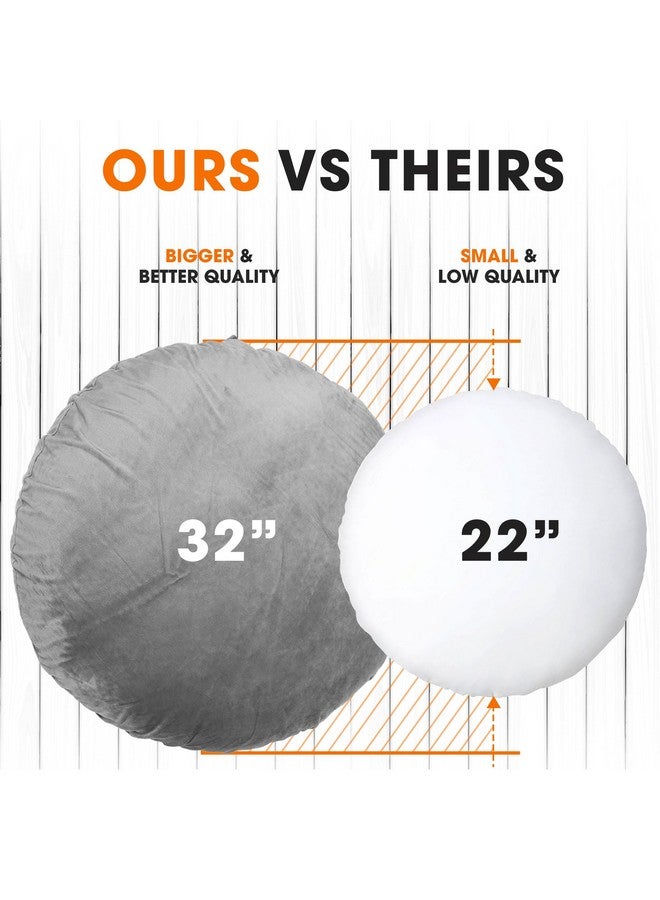 Cheer Collection Extra Large Floor Pillow, 32" Round Meditation Cushion, Oversized Yoga Pillow & Floor Cushions for Adults, Floor Pillows for Sitting, Meditation, and Seat Cushion -Grey - Image 3