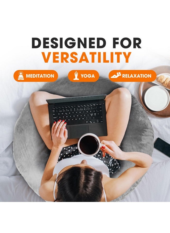 Cheer Collection Extra Large Floor Pillow, 32" Round Meditation Cushion, Oversized Yoga Pillow & Floor Cushions for Adults, Floor Pillows for Sitting, Meditation, and Seat Cushion -Grey - Image 5