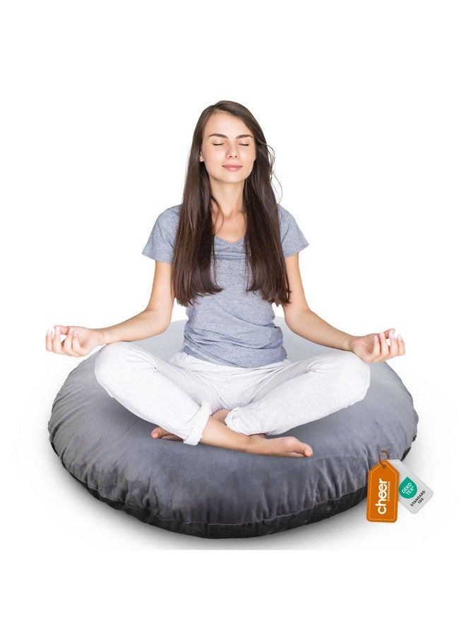 Cheer Collection Extra Large Floor Pillow, 32" Round Meditation Cushion, Oversized Yoga Pillow & Floor Cushions for Adults, Floor Pillows for Sitting, Meditation, and Seat Cushion -Grey - Image 1