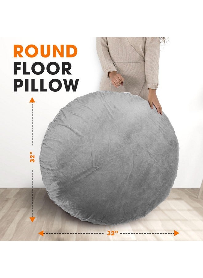 Cheer Collection Extra Large Floor Pillow, 32" Round Meditation Cushion, Oversized Yoga Pillow & Floor Cushions for Adults, Floor Pillows for Sitting, Meditation, and Seat Cushion -Grey - Image 4