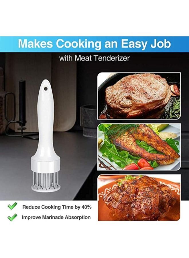 Stainless Steel Needle Ultra Sharp 21 Blades Tenderizer Tool with Cleaning Brush Kitchen Gadgets for Tenderizing Beef Chicken Steak Veal Poultry Cooking  - Image 4