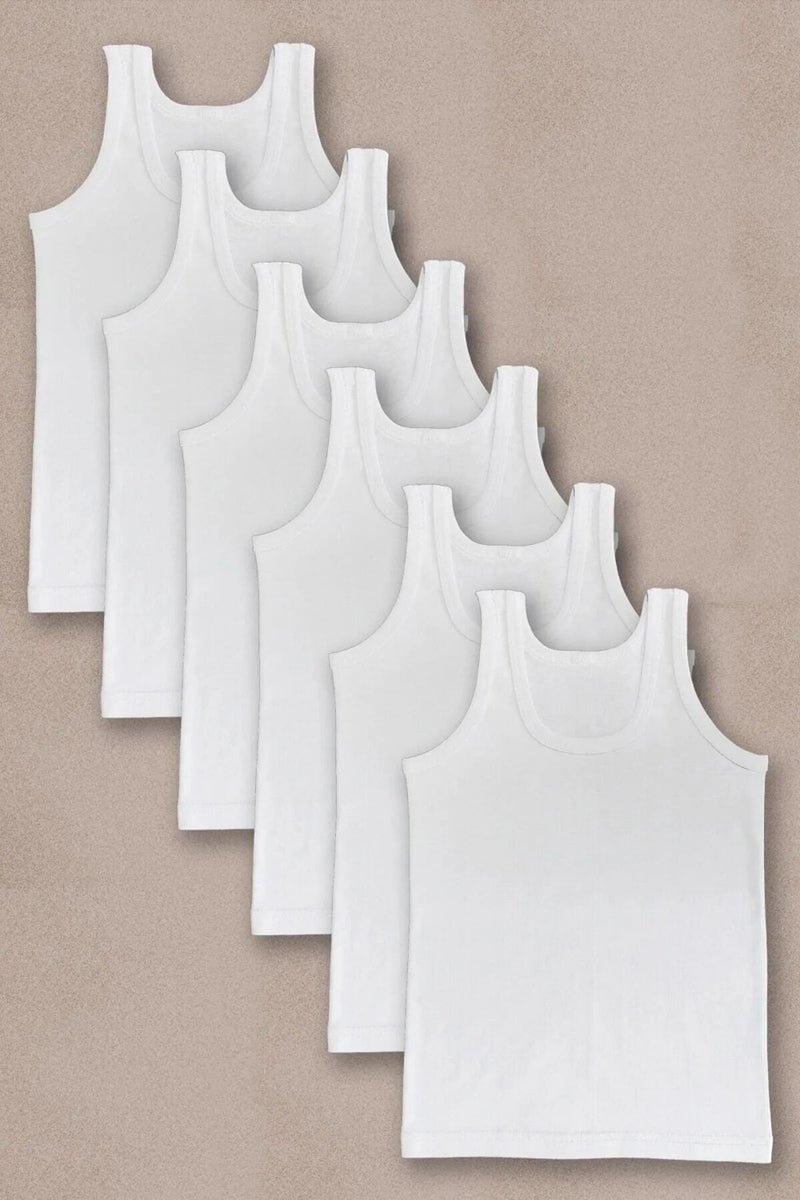 HMD 2013X6 Girl's 6-Piece Ribbed Thick Strap Undershirt-White  - Image 1