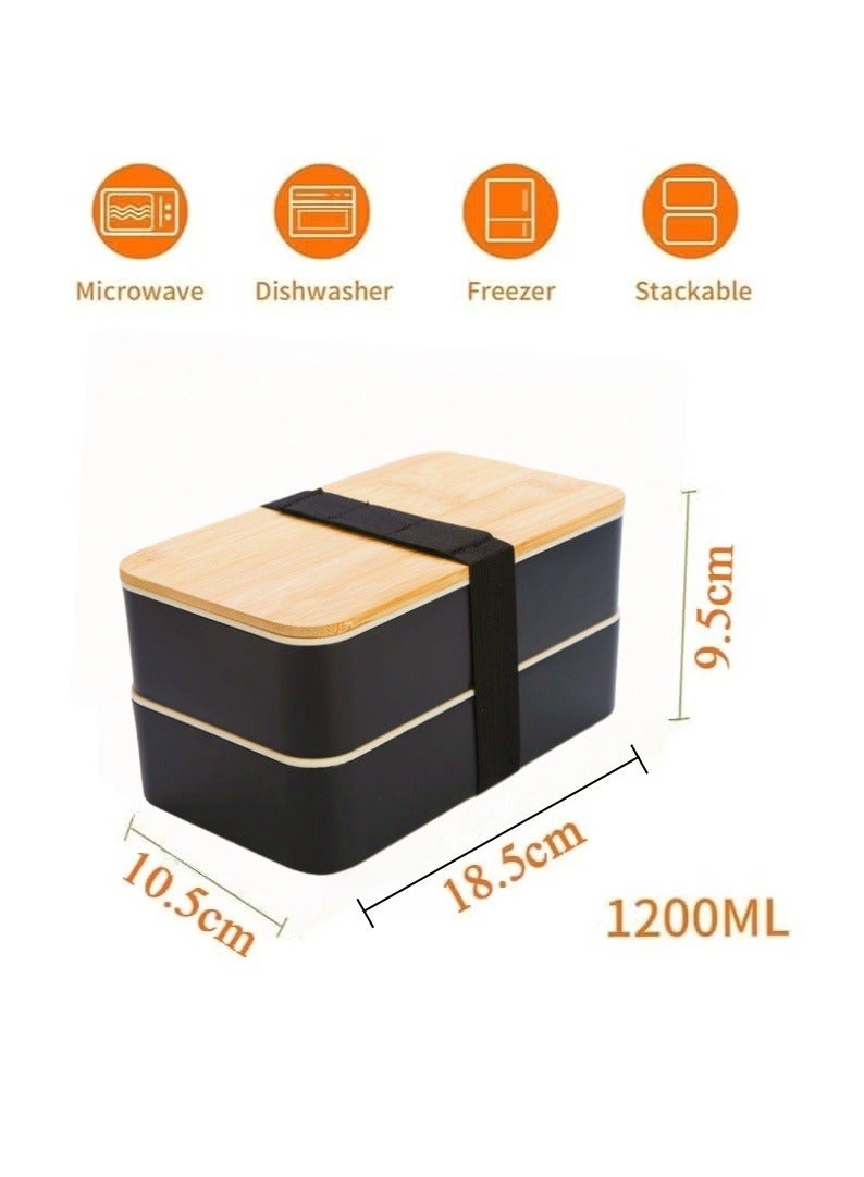 Brivilas 2- Layer Leakproof Bento Box-Large Lunch Box with Compartments und Cutlery Set-Food Picks for Lunch Box Containers for Adults-Microwave Food SafeBento Boxes - Image 4