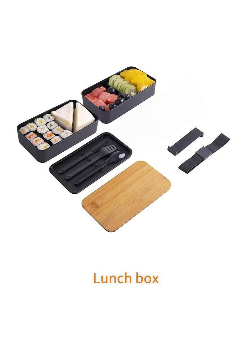 Brivilas 2- Layer Leakproof Bento Box-Large Lunch Box with Compartments und Cutlery Set-Food Picks for Lunch Box Containers for Adults-Microwave Food SafeBento Boxes - Image 5