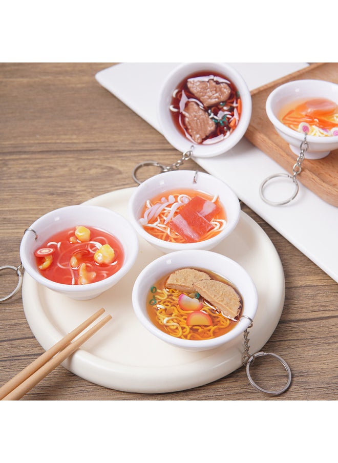 xozgdovg - Simulation Food Model Handmade Lamen Noodles Bowl Noodles Keychain Pendant Fun Food Play School Bag Hanging Doll Machine Toy-Color:Tomato And Egg Noodles-Dimensions:6.5cm Diameter - Image 1