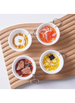 xozgdovg Simulation Food Model Handmade Lamen Noodles Bowl Noodles Keychain Pendant Fun Food Play School Bag Hanging Doll Machine Toy-Color:Tomato And Egg Noodles-Dimensions:6.5cm Diameter  - Image 1