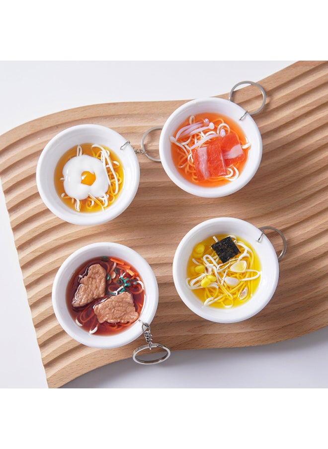 xozgdovg - Simulation Food Model Handmade Lamen Noodles Bowl Noodles Keychain Pendant Fun Food Play School Bag Hanging Doll Machine Toy-Color:Tomato And Egg Noodles-Dimensions:6.5cm Diameter - Image 1