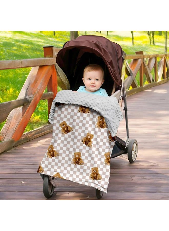 FIGEPO Bear and Buffalo Check Plaid Baby Blanket Gender Neutral Blankets for Newborn Baby Girls or Boys Nursery Toddler Double Layer Blanket with Dotted Backing and Bear Printed (Bear 2) - Image 4