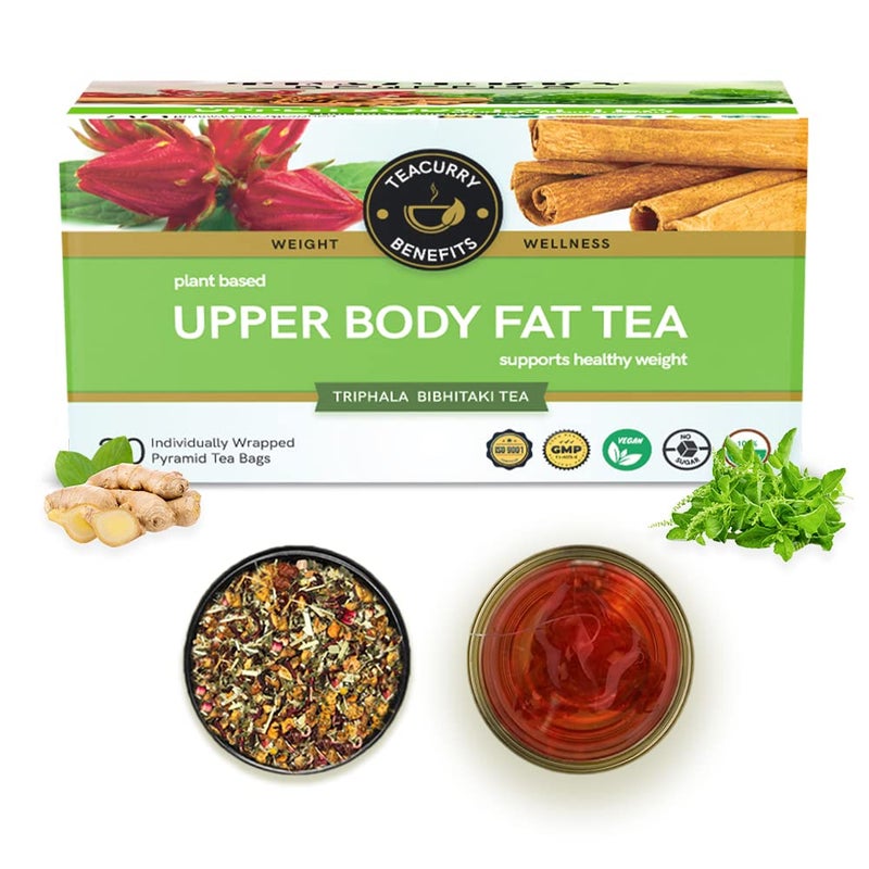 TEACURRY Upper Body Fat Tea, (30 Tea Bags 1 Month Pack) - Helps Lower the weight Around Chest, Shoulders, Neck and Arms - 100% Natural - Image 1