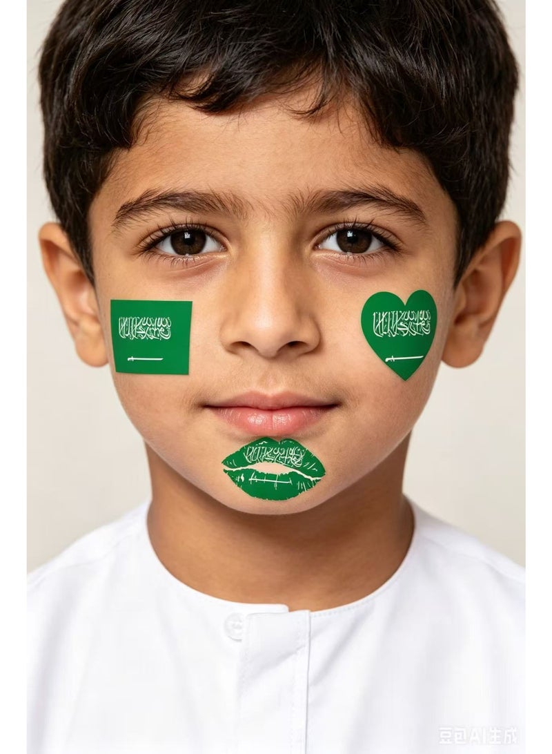 لونون اليوم الوطني السعودي - احتفل باليوم الوطني السعودي، ملصق وجه علم المملكة العربية السعودية، ملصق وشم مقاوم للماء 10 قطع - Image 4