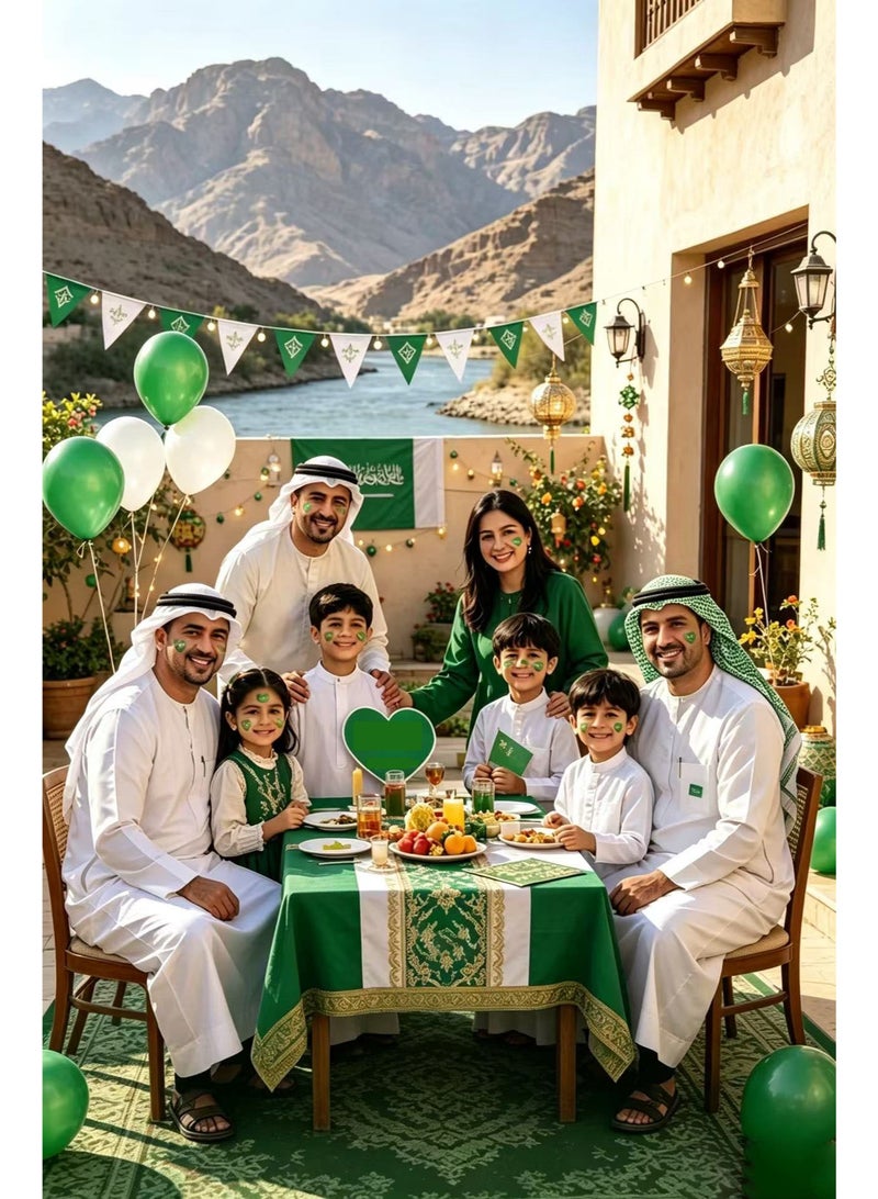 لونون اليوم الوطني السعودي - احتفل باليوم الوطني السعودي، ملصق وجه علم المملكة العربية السعودية، ملصق وشم مقاوم للماء 10 قطع - Image 3