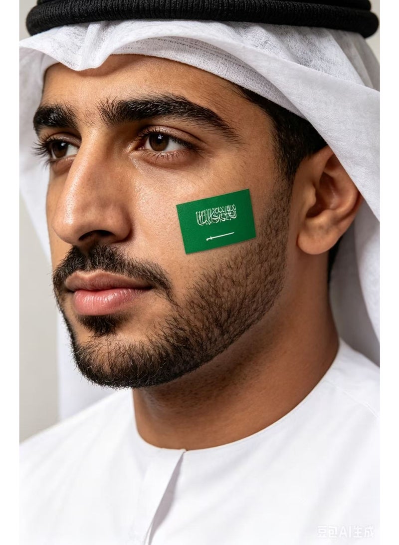 لونون اليوم الوطني السعودي - احتفل باليوم الوطني السعودي، ملصق وجه علم المملكة العربية السعودية، ملصق وشم مقاوم للماء 10 قطع - Image 2