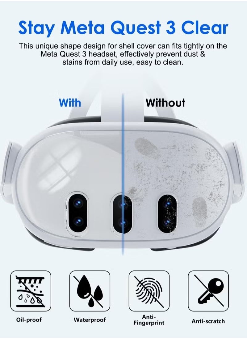 AOLION for Meta Quest 3 Accessories, Protective Shell Cover Compatible with Oculus Quest 3, VR Accessories Included Transparent Shell Cover, Lens Tempered Film, Lens Cover, Joystick Caps  - Image 2