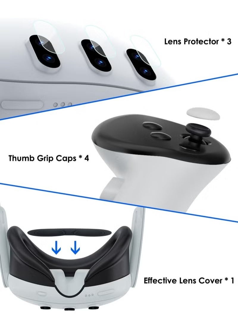 AOLION for Meta Quest 3 Accessories, Protective Shell Cover Compatible with Oculus Quest 3, VR Accessories Included Transparent Shell Cover, Lens Tempered Film, Lens Cover, Joystick Caps  - Image 5