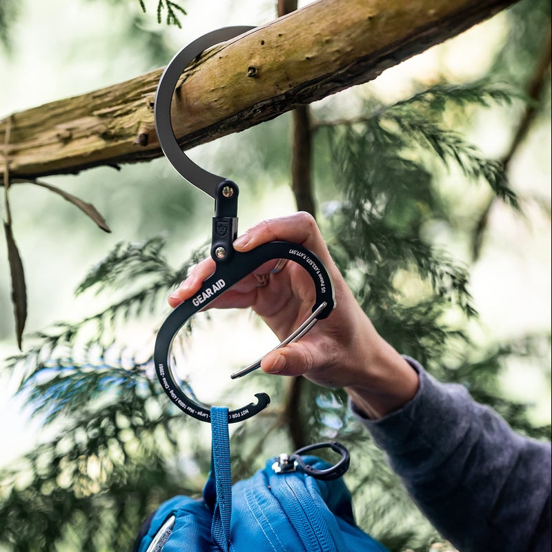 GEAR AID HEROCLIP Carabiner Clip and Hook (Large) for Camping, Backpack, Organization, and Garage, Black and Gray, 2 Pack - Image 4