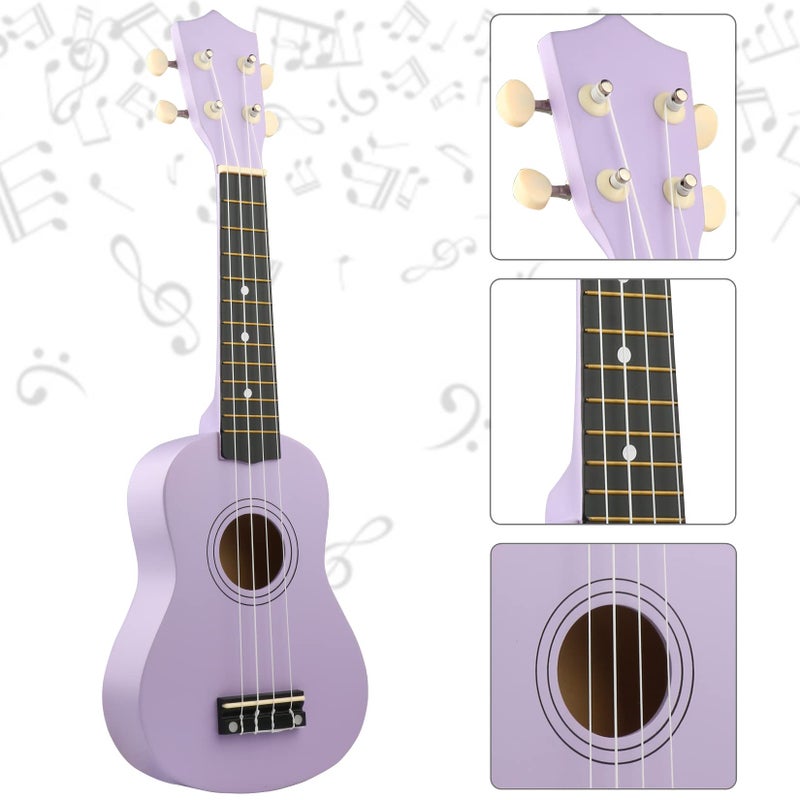 LXS Soprano Ukulele Kids Ukulele for Beginners - 21" Small Guitar Ukulele with Gig Bag, Standby String, Picks and Primary Tutorial (Purple) - Image 5