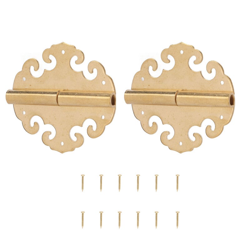 Antique Door Hinges: Premium Brass Material, Rustproof Durable - Classic Antique Design Gold Cabinet Hinges for Vintage Furniture, Wooden Boxes, Cabinets & Gift Givers - Image 4